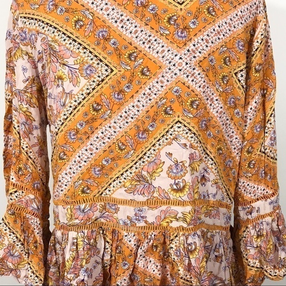 Jaase Yellow Floral Bell Sleeve Top - Picture 9 of 10